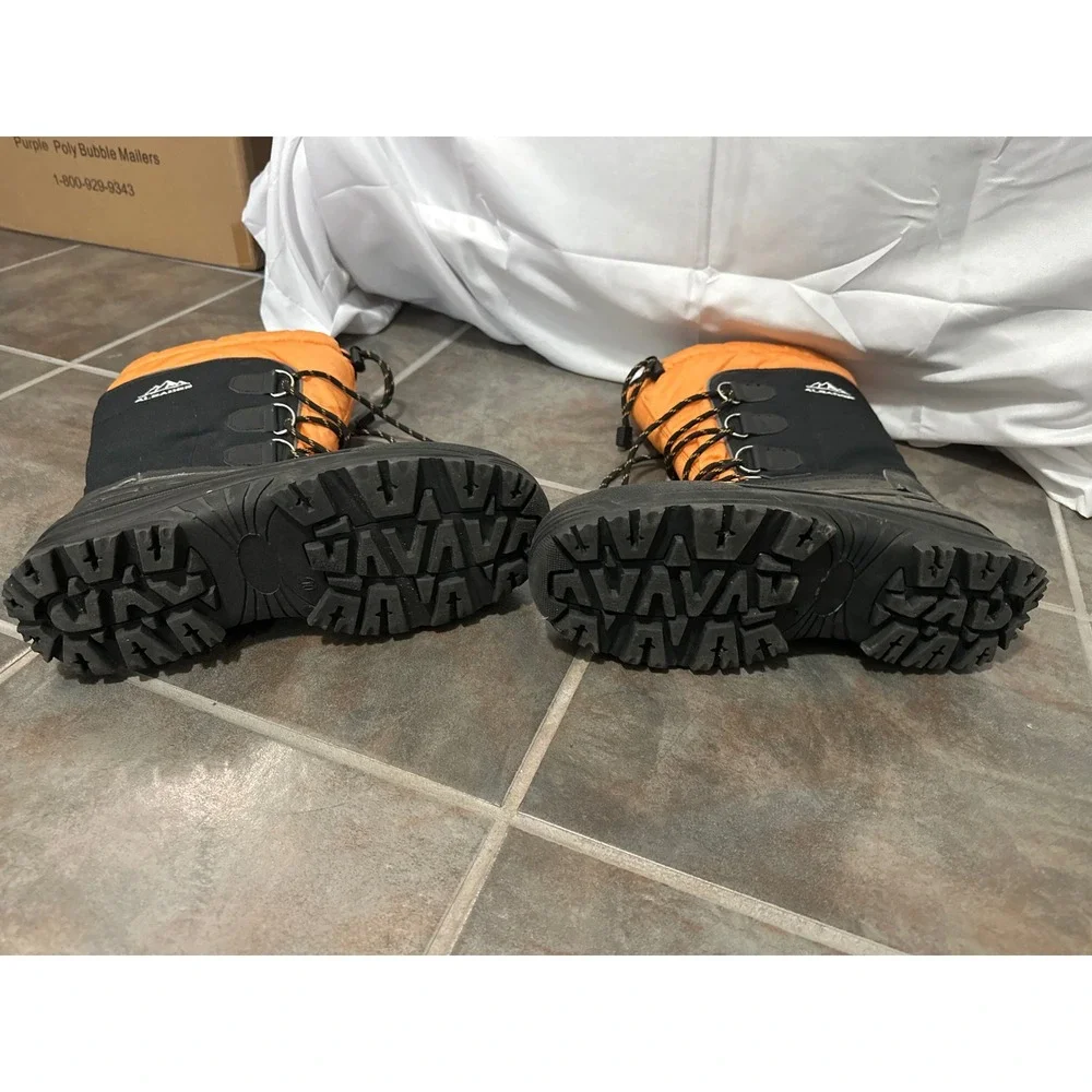 Aleader Mens Insulated Winter Snow Boots Black Orange Thinsulate Size 10